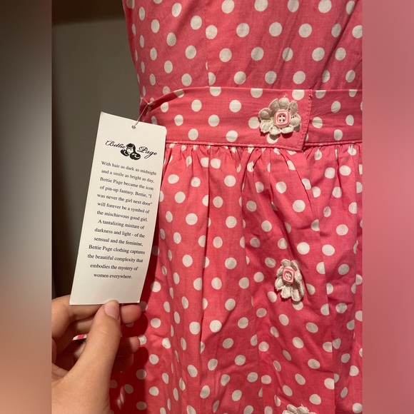 NWT Bettie Page Vintage Reproduction Pink & White Polkadot Playsuit Set - Picture 8 of 11